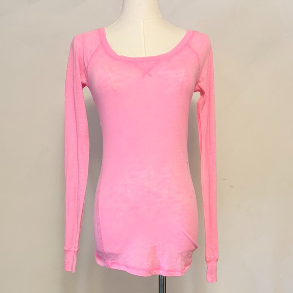Victoria's Secret PINK Womens Sz XS Long Sleeve Hot Pink Oversized Top